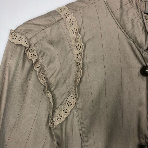 Vero Moda Tan Beaded Lace Blazer Medium Neutral Minimalist 100% Cotton - Picture 2 of 13